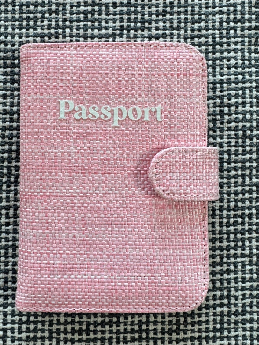 Pink Woven Passport Holder with Snap Closure
